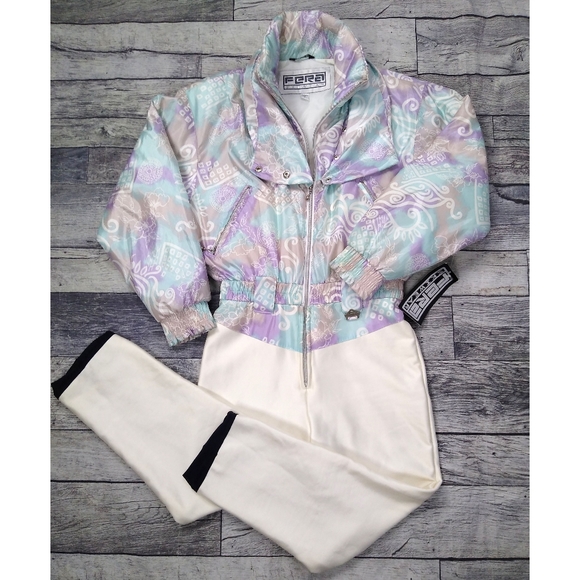 Fera Pants - Vintage NWT Deadstock 80s 90s Fera One Piece Ski Suit Snow Suit 8
